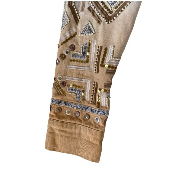 💫Boston Proper, multi-colored, abstract embroidered cotton jacket - Picture 3 of 6